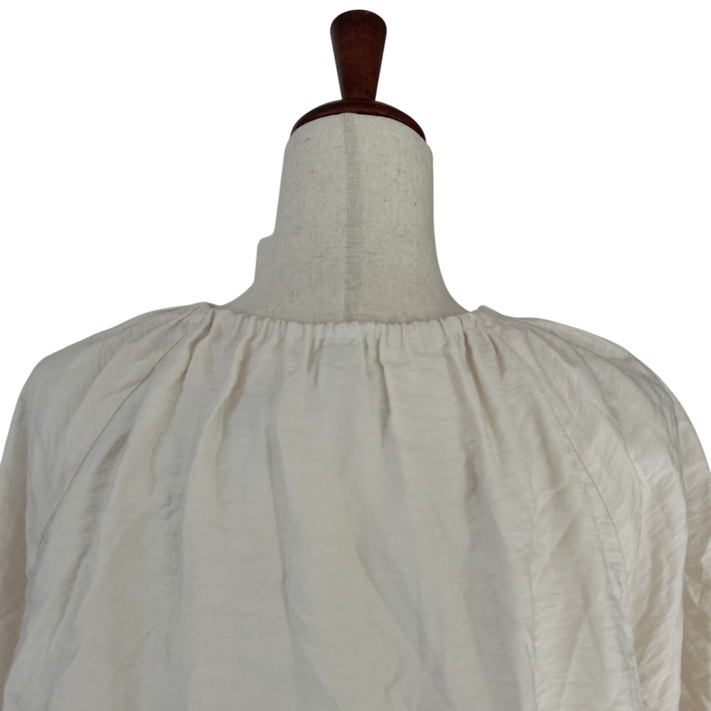By Anthropologie Top Medium Crew-Neck Bubble Top Puffed Sleeves Romantic Boho - Picture 9 of 11